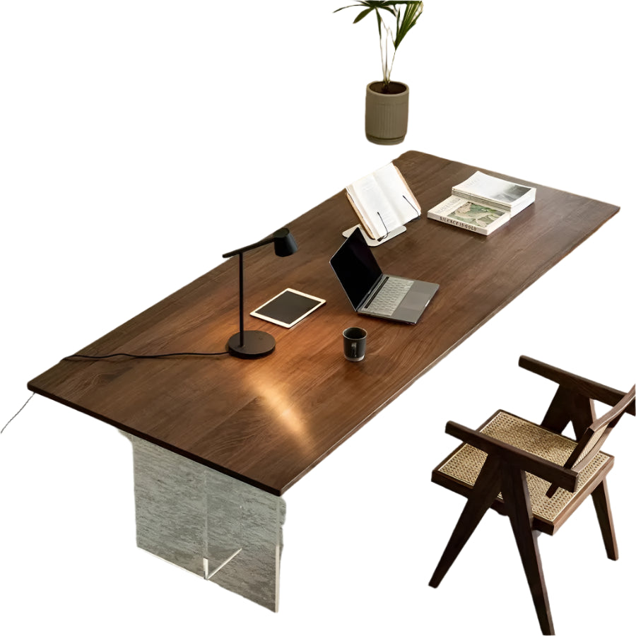 Nussbaum Esstisch und Acryl Schwebender Schreibtisch – Massivholz Home Office und Teetisch