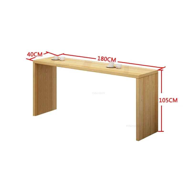 Bartisch aus Massivholz – Hoher Tisch mit Trennwand, langer Bartisch mit Stühlen