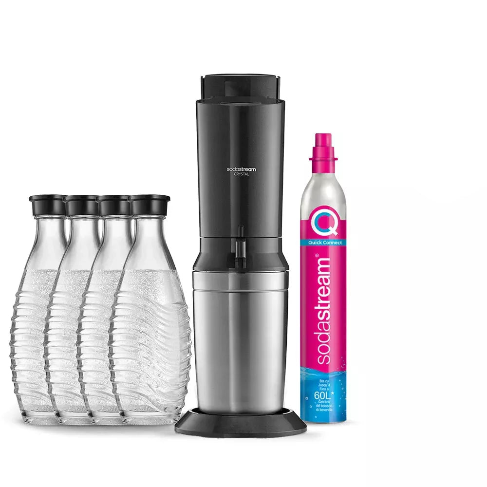 Crystal 3.0 Titanium water carbonator including 1 CO2 cylinder, 3 glass carafes
