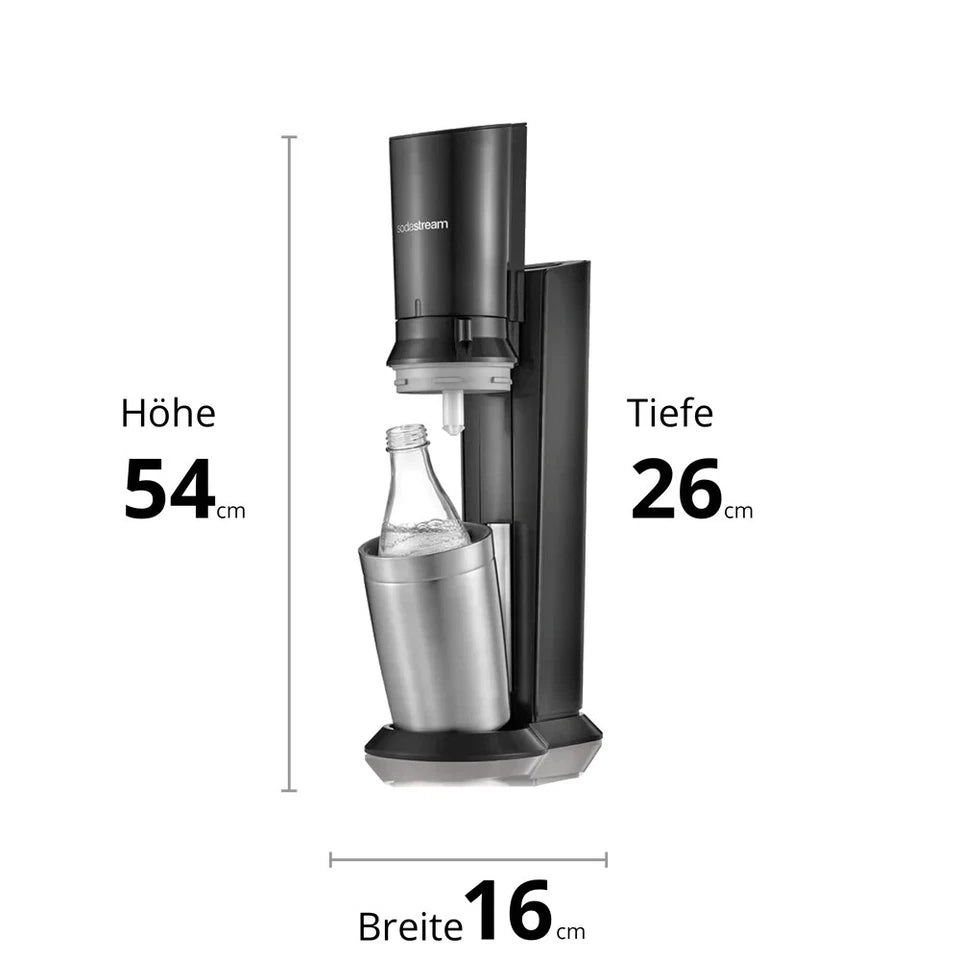 Crystal 3.0 Titanium water carbonator including 1 CO2 cylinder, 3 glass carafes